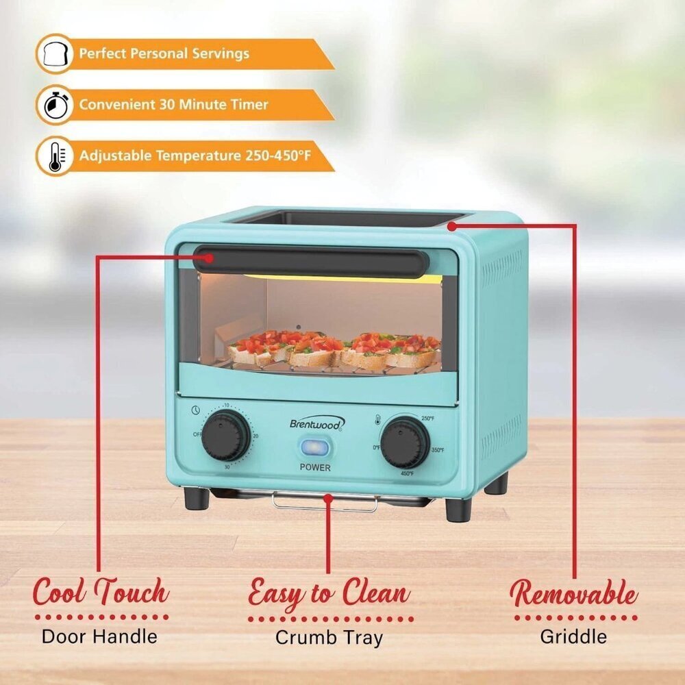 Brentwood 101-Oz. (3 L) 500-Watt Stainless Steel Mini Toaster Oven New in Box